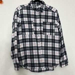 NWT Pacsun Plaid Buttoned Down Top black white red stripe